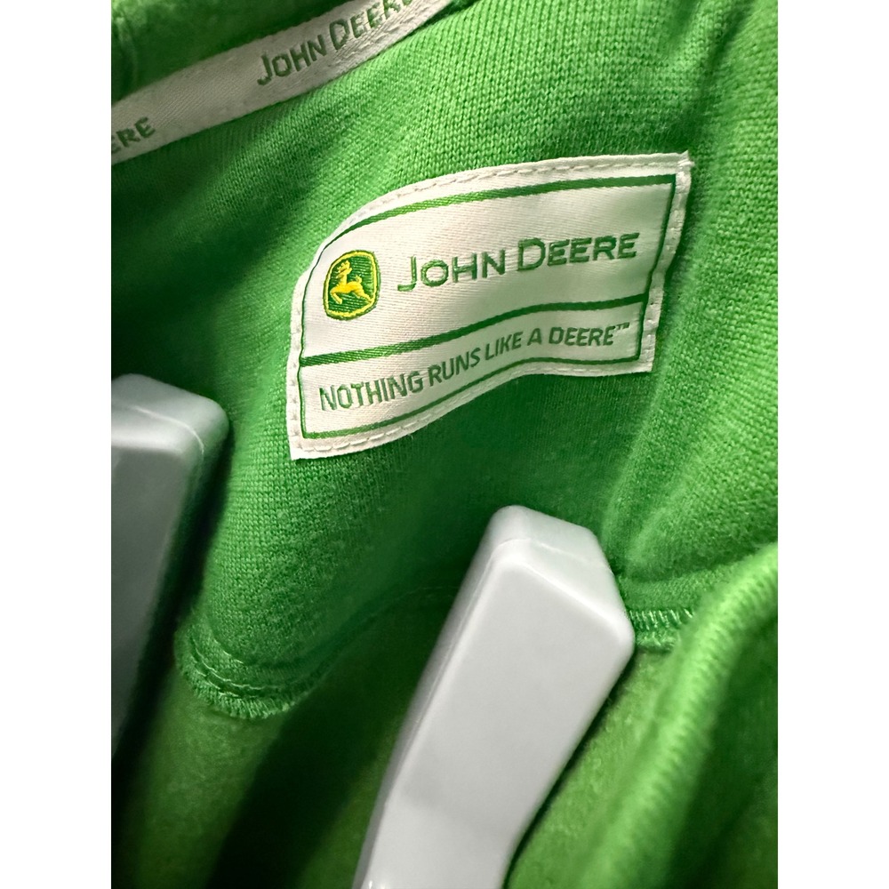 John Deere Mens XXL Green Quarter Zip Hoodie Fleece Pullover Sweatshirt - Picture 5 of 9